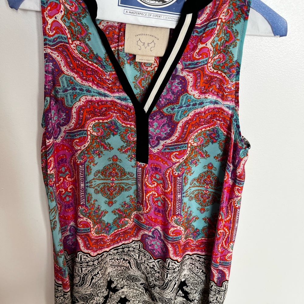 Vanessa Virginia (Anthropologie) XS Multicolor Silk Paisley Tank Top